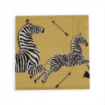 CASPARI, Gold Zebras, Paper Cocktail Napkins, 20pcs