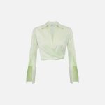 ELISABETTA FRANCHI, Satin cropped blouse with draping