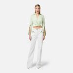 ELISABETTA FRANCHI, Satin cropped blouse with draping - Image 3