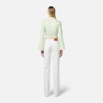 ELISABETTA FRANCHI, Satin cropped blouse with draping - Image 6