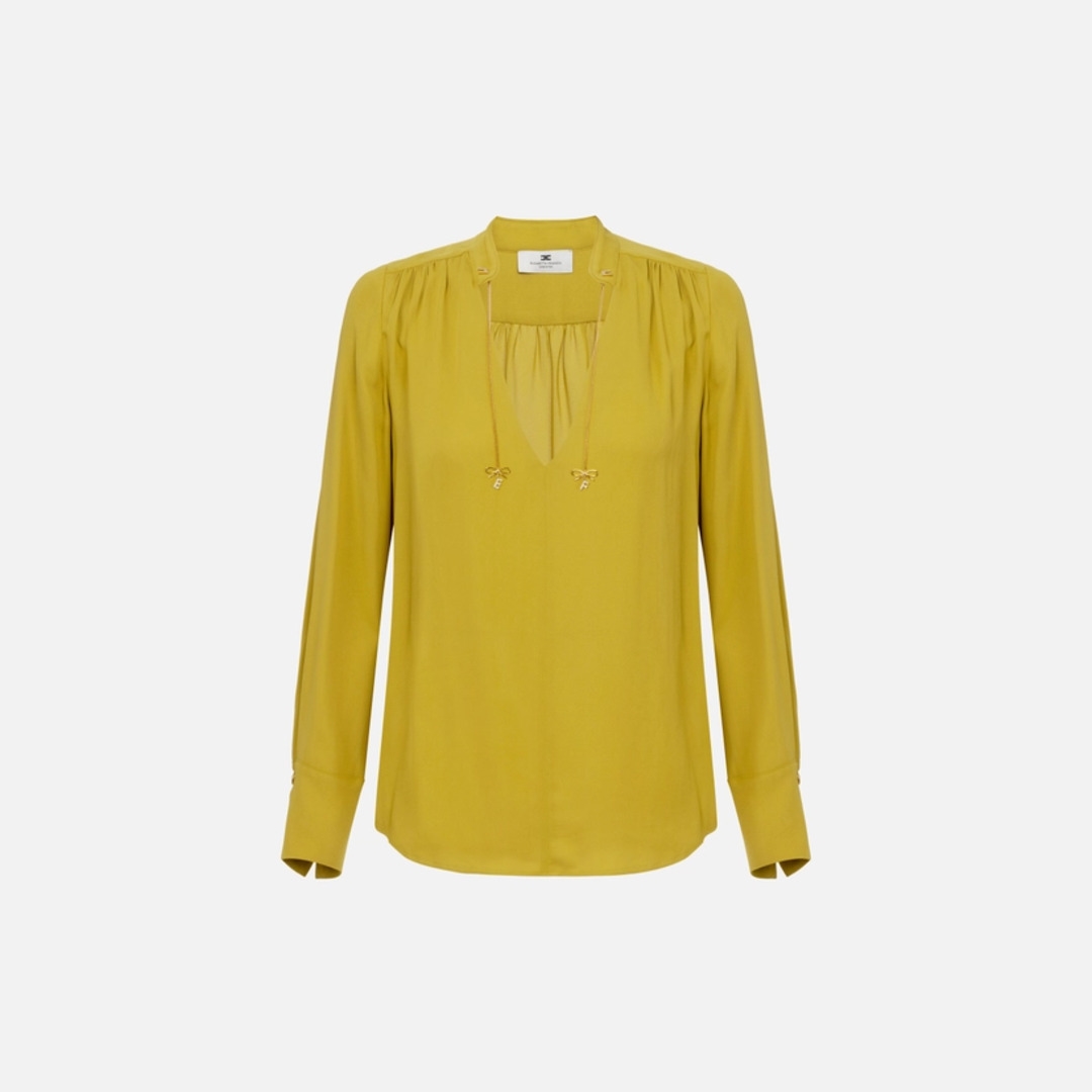 ELI-CA08051E2.jpg ELISABETTA FRANCHI, Blouse in georgette fabric with charms and logo - Image 1