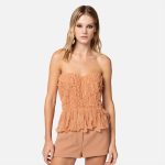 ELISABETTA FRANCHI, Bustier Top in Frayed Organza - Image 3