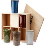 LAVIADELTE, 5 Tall Stoneware Cups Set