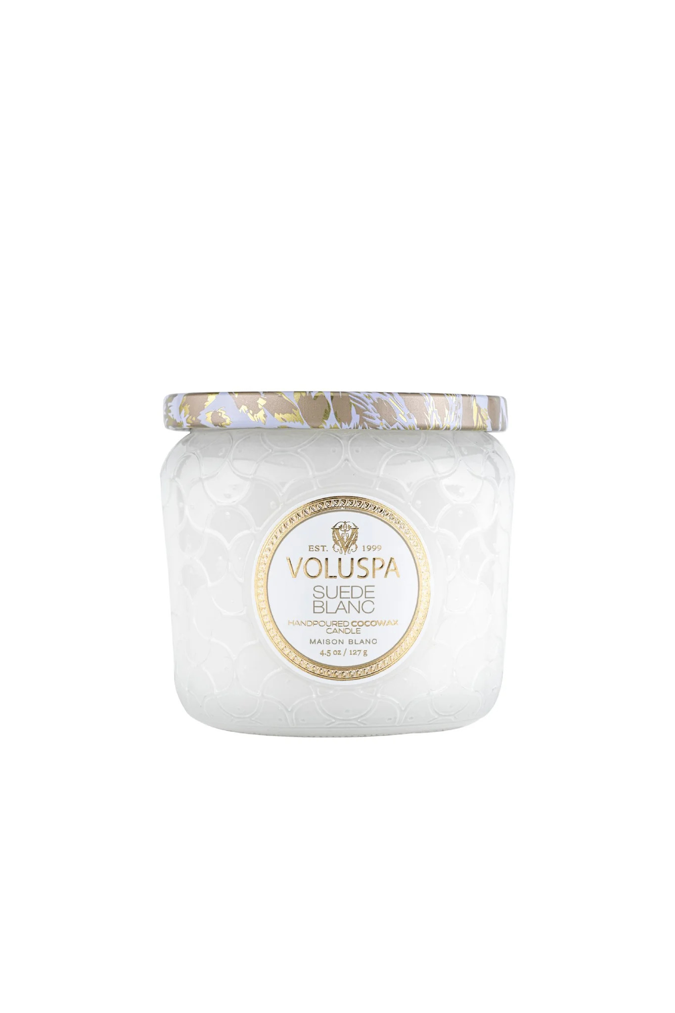 VOL-8141.jpg VOLUSPA, Suede Blanc, Jar Candle, 40H,128g - Image 1