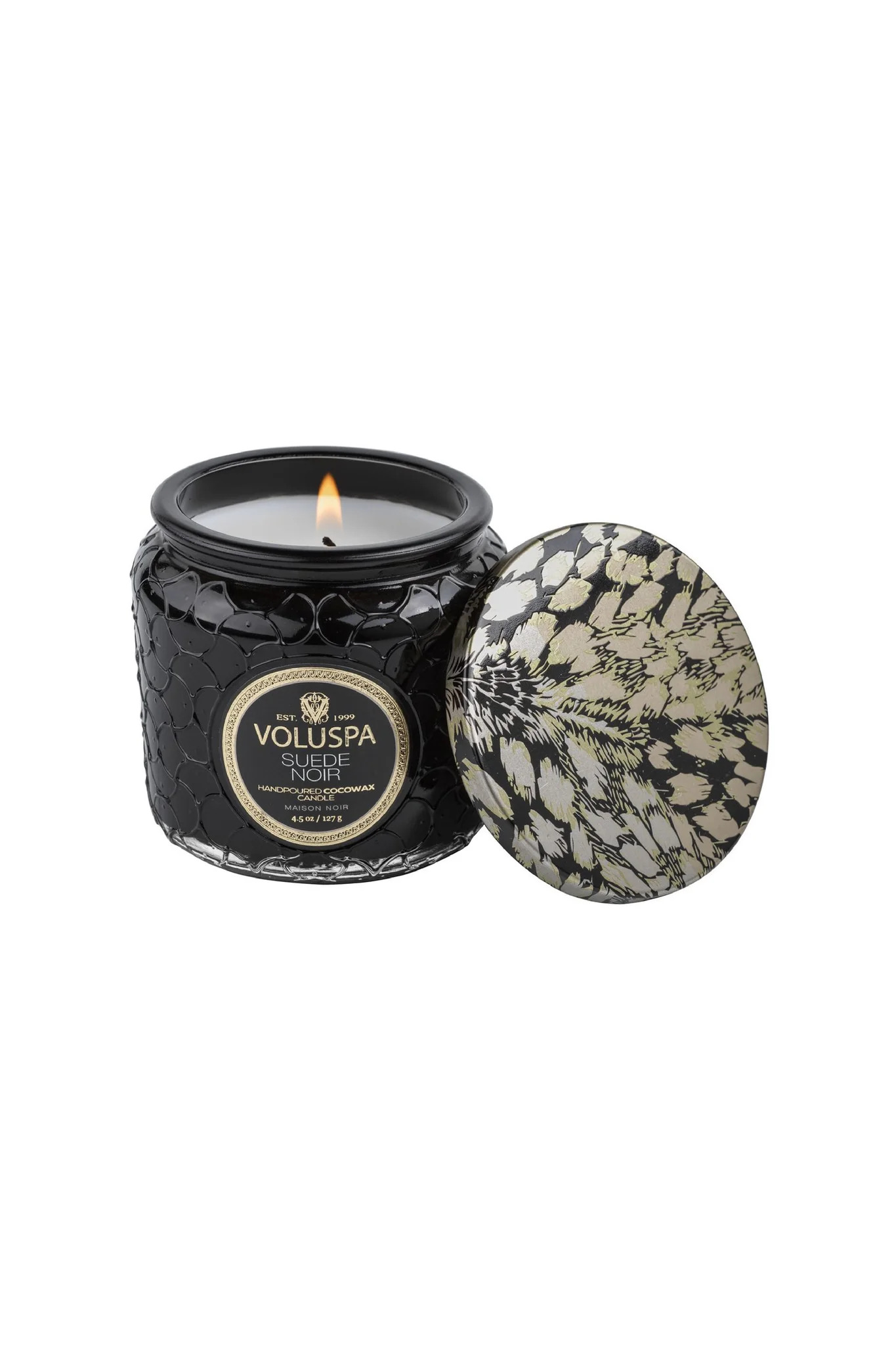 VOL-8243.jpg VOLUSPA, Suede Noir, Jar Candle, 40H,128g - Image 1