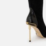 ELISABETTA FRANCHI, Suede leather boots with python-effect details - Image 4