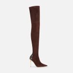 ELISABETTA FRANCHI, Suede leather boots with python-effect details - Image 5