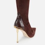 ELISABETTA FRANCHI, Suede leather boots with python-effect details - Image 8