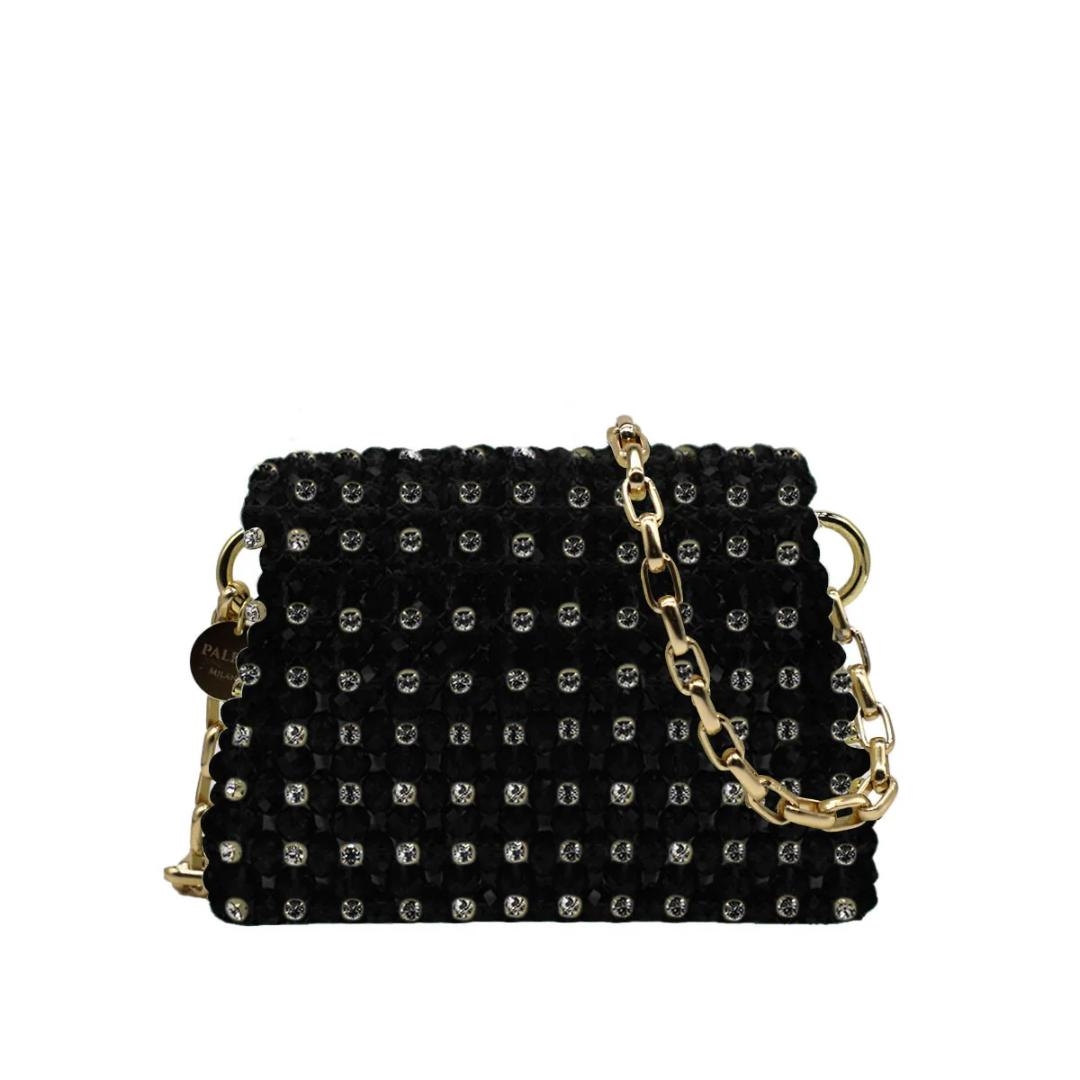 PAL-DIAMINIROMA-BG.jpg PALERA MILANO, Diamond Mini Roma, Black with Gold chain - Image 1