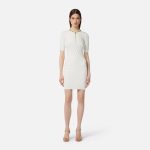 ELISABETTA FRANCHI, Mini dress in knit fabric with diamonds and jewel details - Image 2
