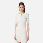 ELISABETTA FRANCHI, Mini dress in knit fabric with diamonds and jewel details - Image 3