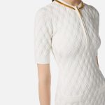 ELISABETTA FRANCHI, Mini dress in knit fabric with diamonds and jewel details - Image 4