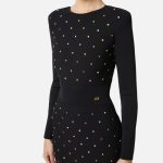 ELILSABETTA FRANCHI, Mini dress in knit fabric with jewel details - Image 8