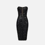 ELILSABETTA FRANCHI, Bustier dress with sequins and jewel clasps
