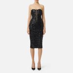 ELILSABETTA FRANCHI, Bustier dress with sequins and jewel clasps - Image 2