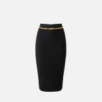 ELISABETTA FRANCHI, Skirt in knit fabric with diamonds and jewel details