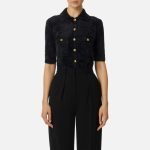 ELILSABETTA FRANCHI, Mini cardigan in knit fabric with jewel buttons - Image 7