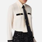 ELISABETTA FRANCHI, Jumpsuit in georgette fabric with sequins and tie - Image 4
